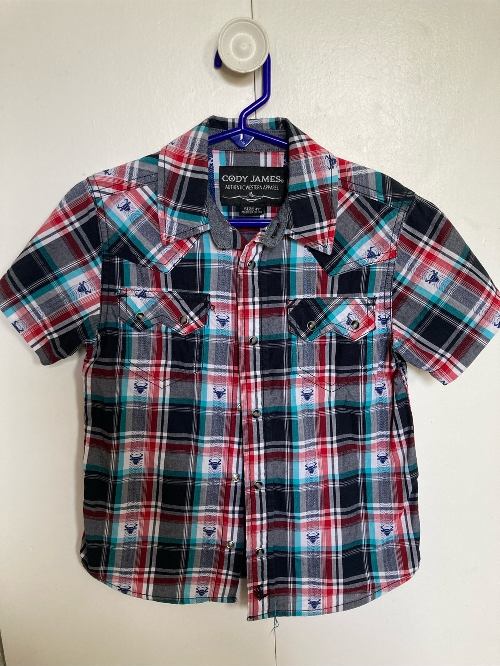 Cody James Short-Sleeve Plaid Shirt - Red, Blue & Black boys 4t